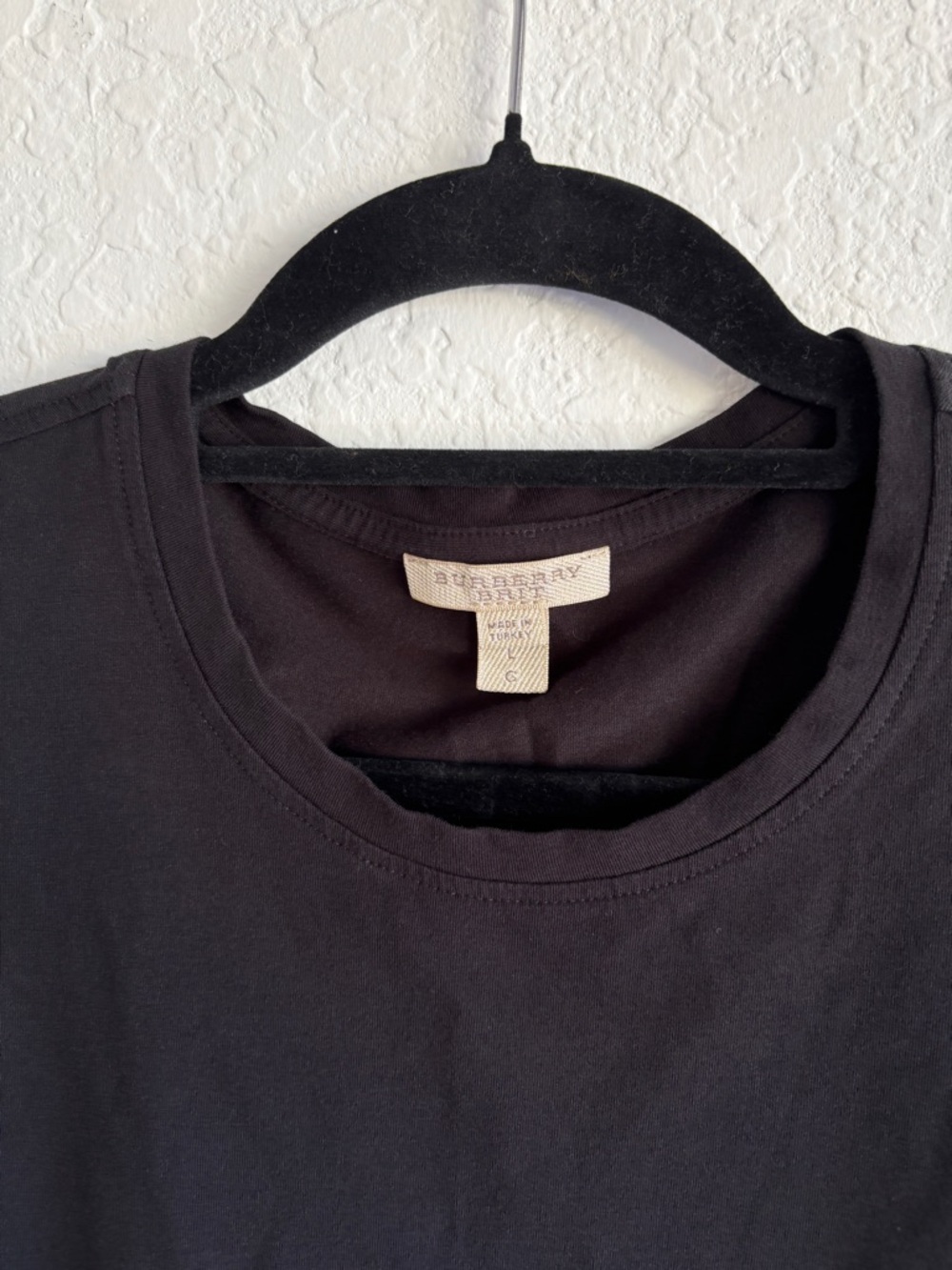 Burberry Black Logo T-Shirt Women’s SZ L Designer Luxury Cotton Tee Crew Neck - Picture 8 of 13